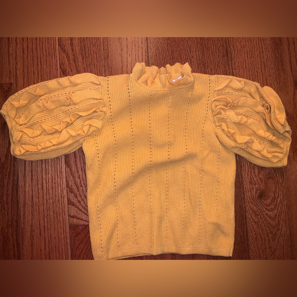 Janie and Jack Yellow Ruffle Sleeve Sweater